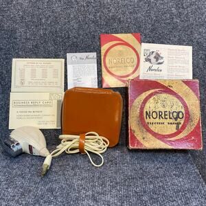 Vintage 1950s Mens Norelco Electric Shaver Type SC 7759 Original Case Box works
